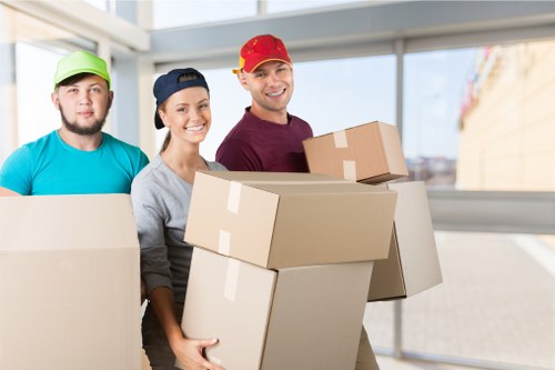 Packed boxes and household items representing Frognal storage