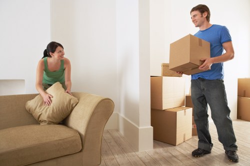 Organised short-term storage space in Frognal with stacked boxes